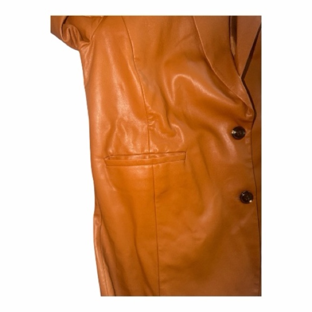 Eloquii Cognac Faux Leather Blazer Women’s Size 16 - Picture 8 of 9